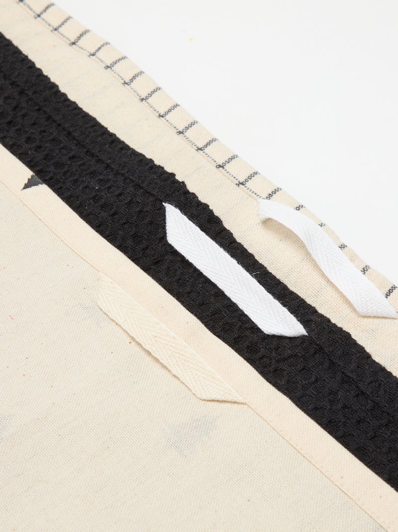 Conjunto de 3 panos de cozinha estampados de Natal em algodão 50x70 cm Preto - Kiabi