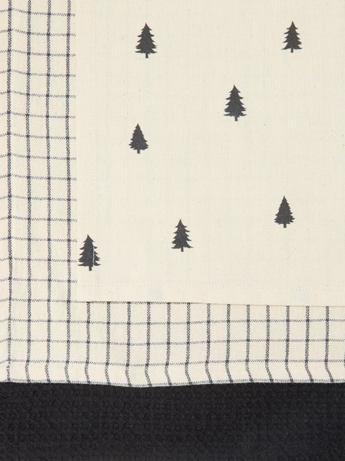 Conjunto de 3 panos de cozinha estampados de Natal em algodão 50x70 cm - Kiabi