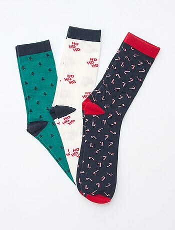 Conjunto de 3 pares de meias de algodão jersey Natal