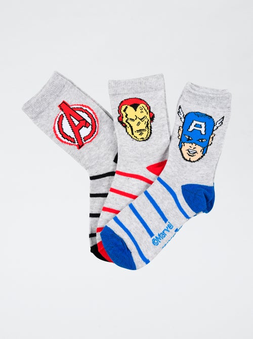 Conjunto de 3 pares de meias 'Marvel' 'Avengers' em algodão - Kiabi
