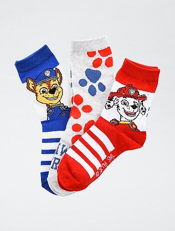 Conjunto de 3 pares de meias 'Patrulha Pata' em algodão