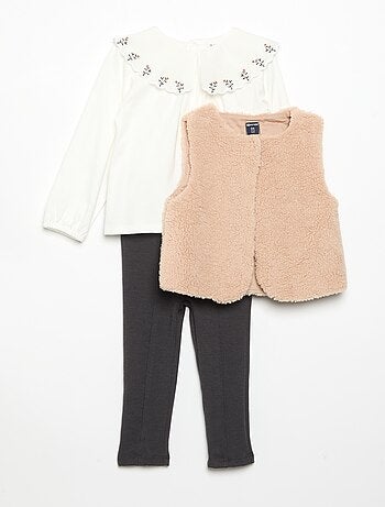 Conjunto de 3 peças - Colete + T-shirt + calças