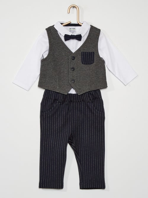 Conjunto de 3 peças: body + calças + casaco - Kiabi