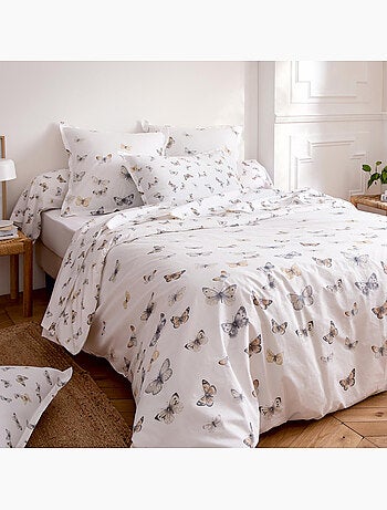 Conjunto de 3 peças de roupa de cama capa de borboleta em percal de algodão 80 fios + fronhas
