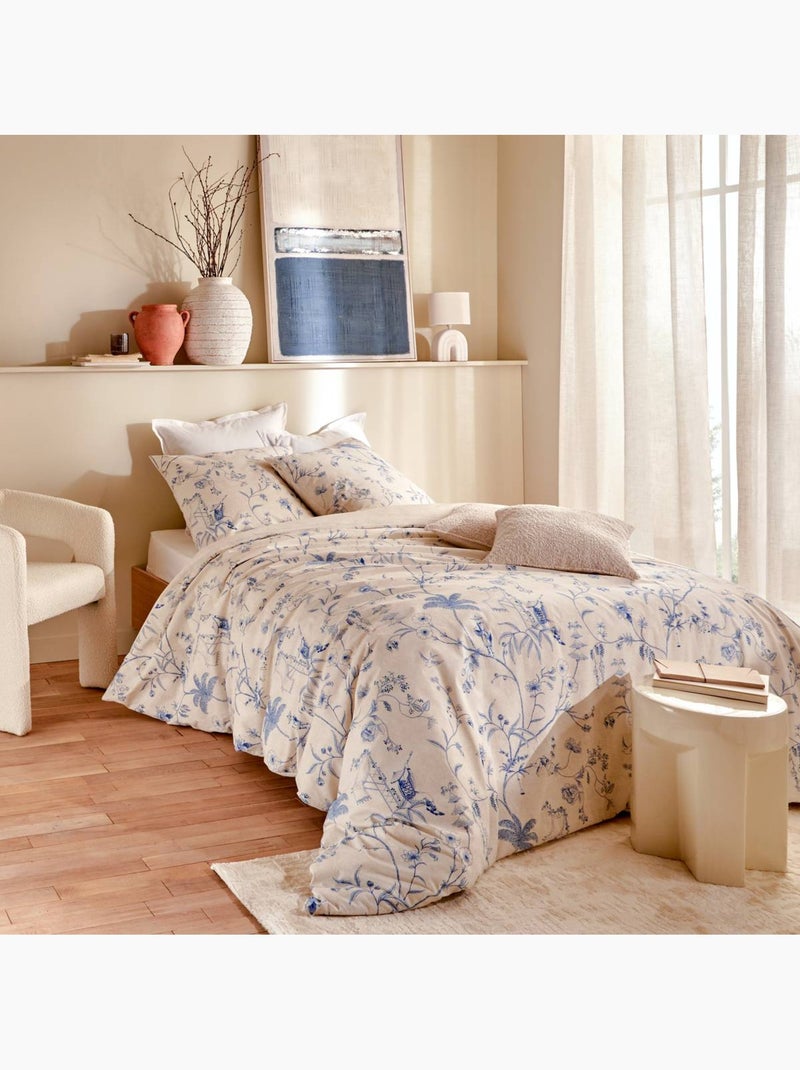 Conjunto de 3 peças de roupa de cama com estampado de inspiração japonesa: capa + fronhas Branco - Kiabi