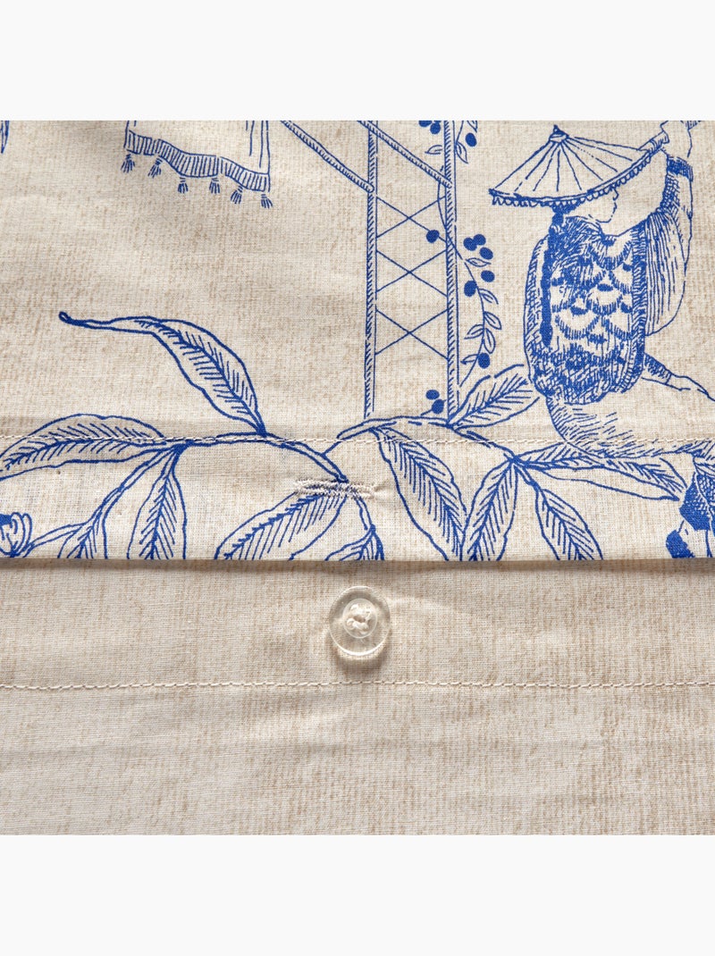 Conjunto de 3 peças de roupa de cama com estampado de inspiração japonesa: capa + fronhas Branco - Kiabi