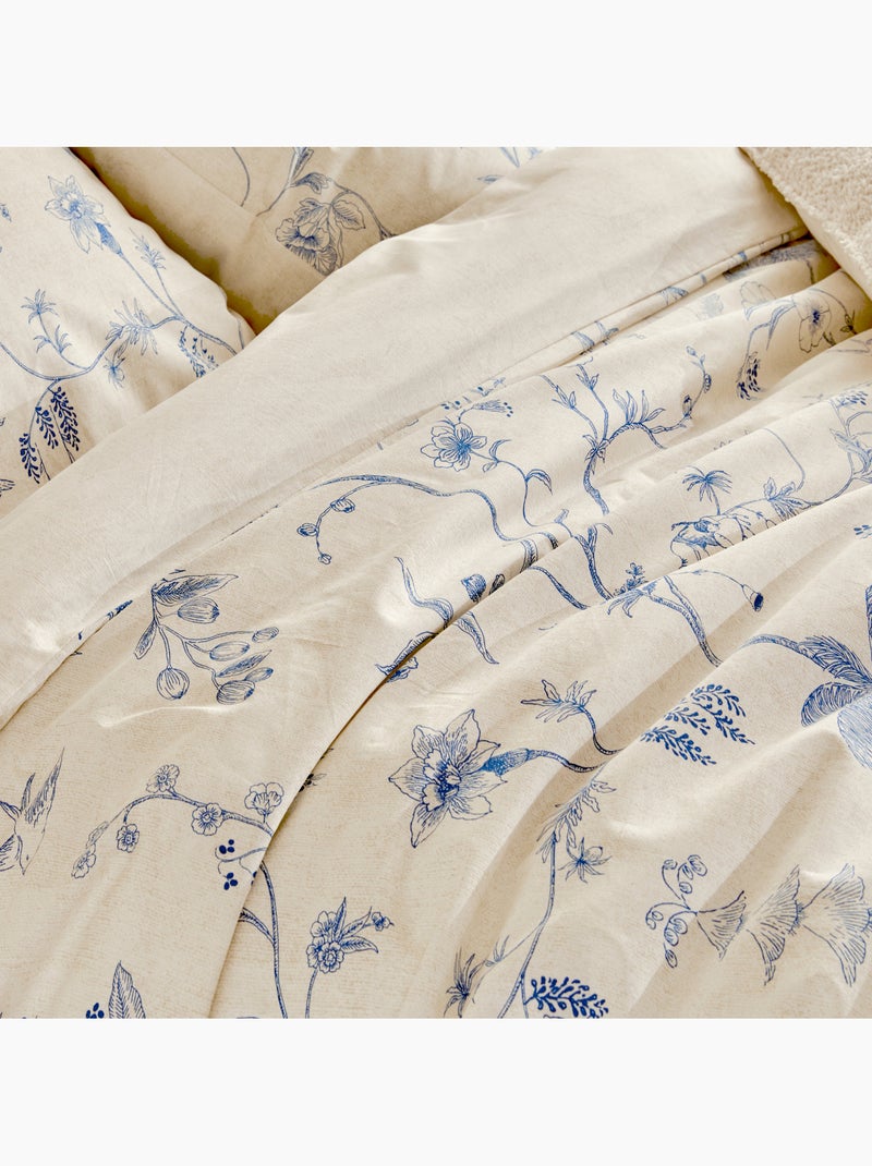 Conjunto de 3 peças de roupa de cama com estampado de inspiração japonesa: capa + fronhas Branco - Kiabi