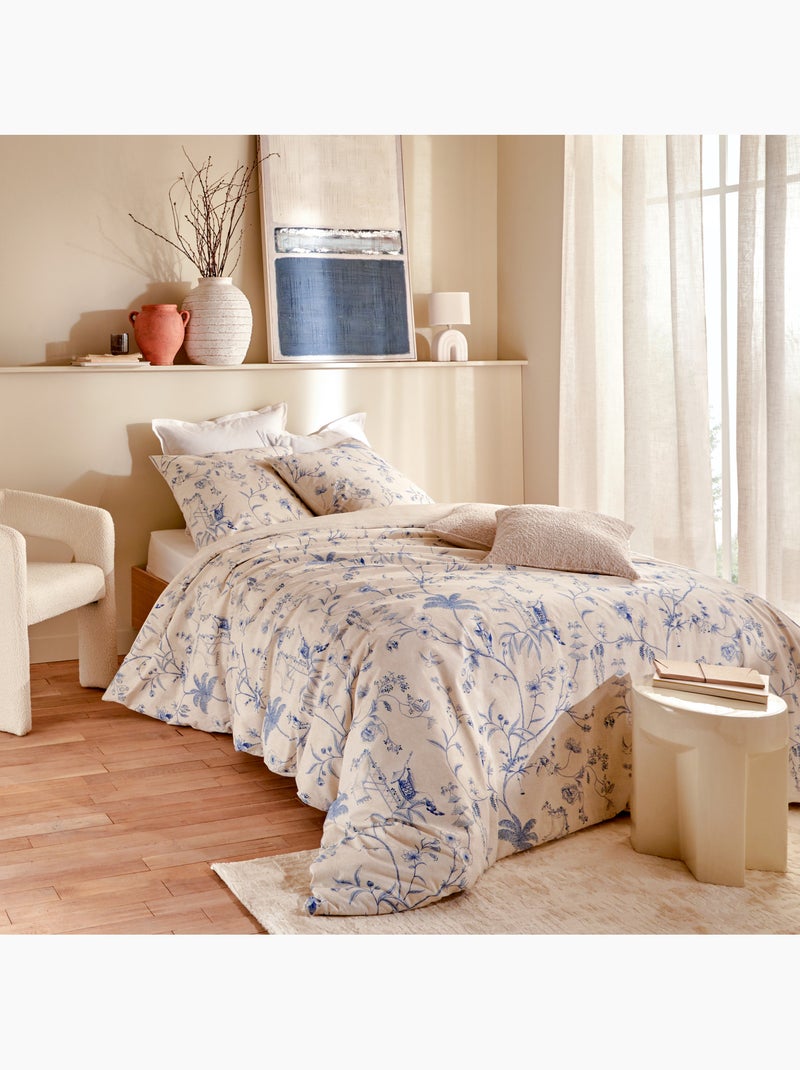 Conjunto de 3 peças de roupa de cama com estampado de inspiração japonesa: capa + fronhas Branco - Kiabi