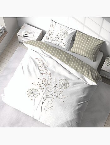 Conjunto de 3 peças de roupa de cama com flores em riscas invertidas