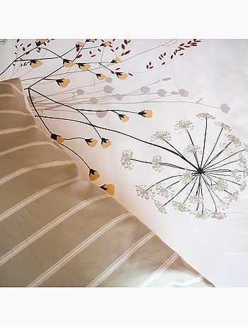 Conjunto de 3 peças de roupa de cama com flores em riscas invertidas