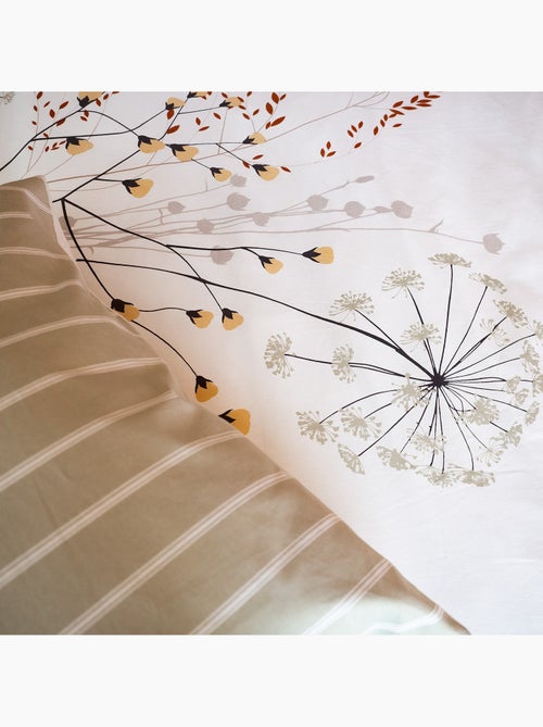 Conjunto de 3 peças de roupa de cama com flores em riscas invertidas - Kiabi Conjunto de 3 peças de roupa de cama com flores em riscas invertidas - Kiabi