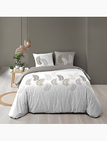 Conjunto de 3 peças de roupa de cama com padrão de folhagem, capa e fronhas