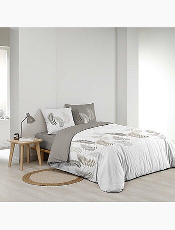 Conjunto de 3 peças de roupa de cama com padrão de folhagem, capa e fronhas