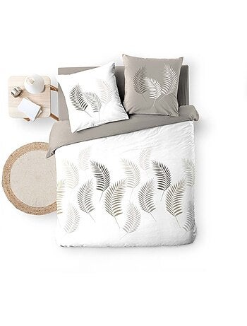 Conjunto de 3 peças de roupa de cama com padrão de folhagem, capa e fronhas