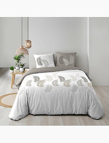Conjunto de 3 peças de roupa de cama com padrão de folhagem, capa e fronhas