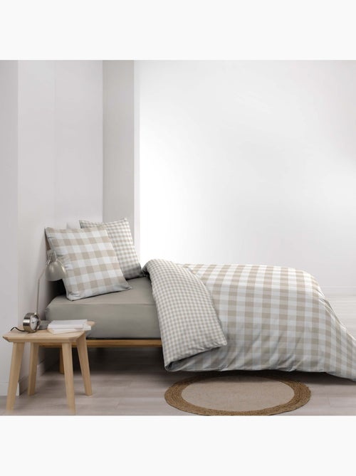Conjunto de 3 peças de roupa de cama de algodão axadrezado: capa + fronhas - Kiabi