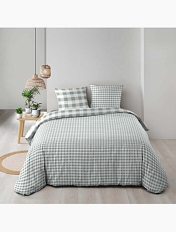 Conjunto de 3 peças de roupa de cama de algodão axadrezado: capa + fronhas
