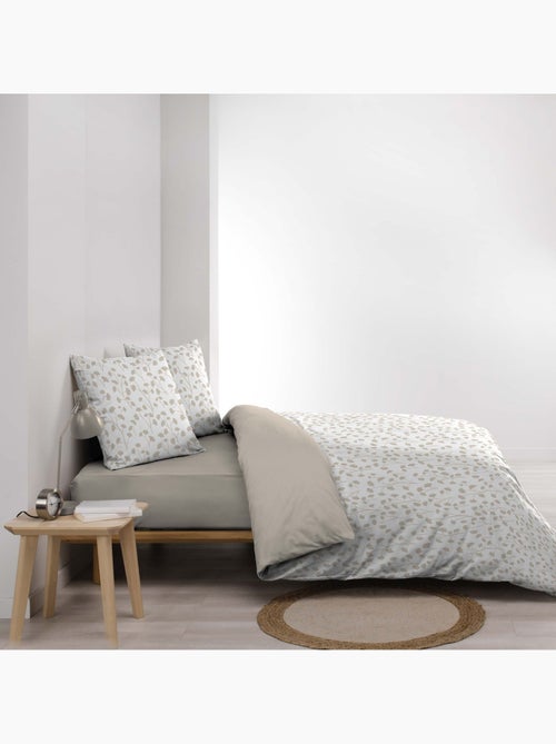 Conjunto de 3 peças de roupa de cama de algodão com desenho de pequenas folhas: capa + fronhas - Kiabi
