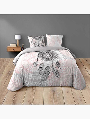 Conjunto de 3 peças de roupa de cama em algodão com apanhador de sonhos, capa + fronhas