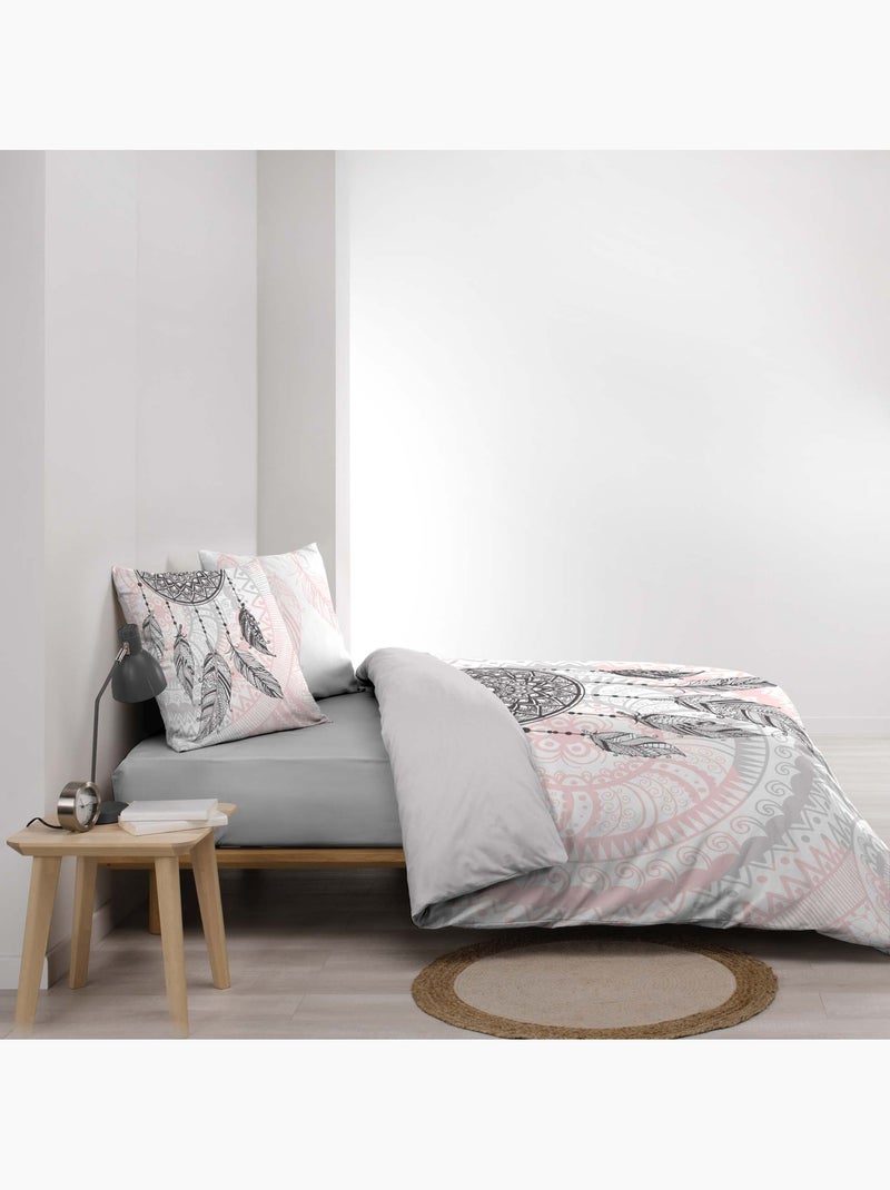 Conjunto de 3 peças de roupa de cama em algodão com apanhador de sonhos, capa + fronhas Rosa - Kiabi