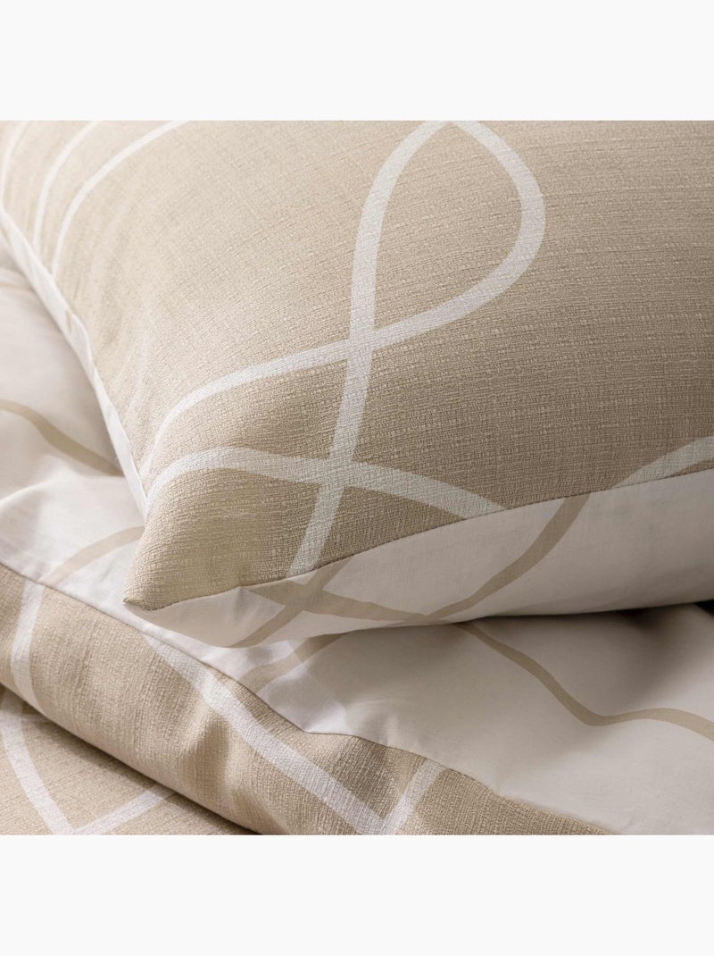 Conjunto de 3 peças de roupa de cama em algodão com desenho em relevo capa + fronhas Bege-cinza - Kiabi