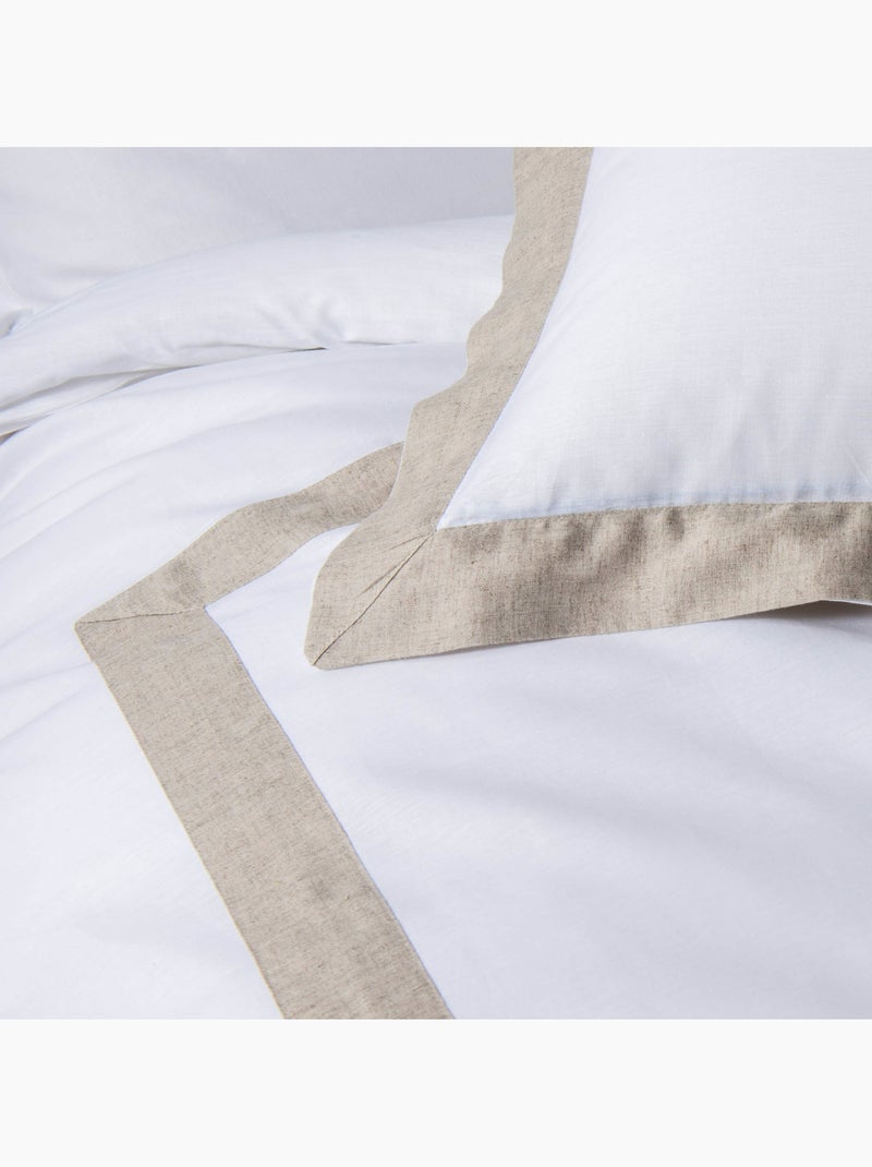 Conjunto de 3 peças de roupa de cama em algodão e linho Branco - Kiabi