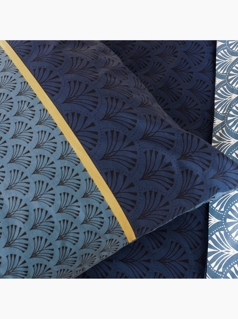 Conjunto de 3 peças de roupa de cama geométrica reversível Azul - Kiabi