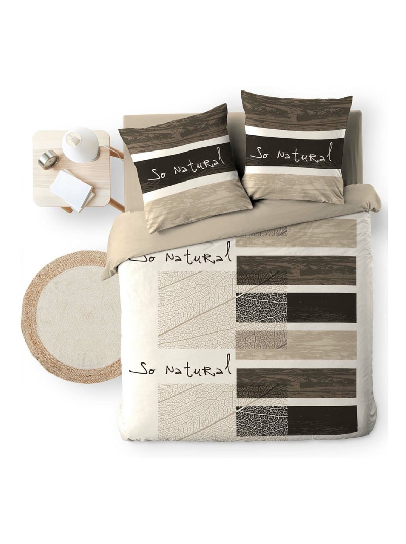 Conjunto de 3 peças de roupa de cama so natural Bege-cinza - Kiabi