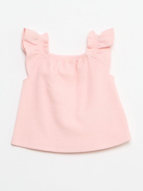 Conjunto de 3 peças em malha canelada - calções + t-shirt + chapéu de balde - Kiabi