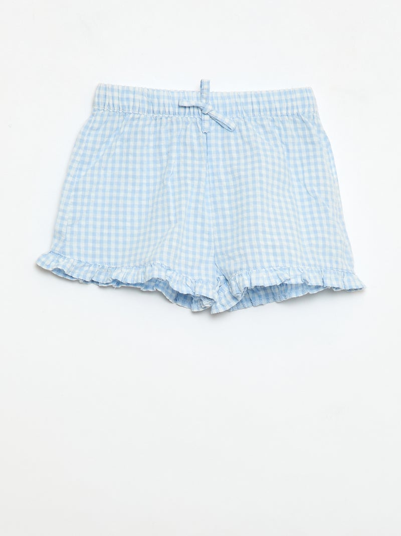 Conjunto de 3 peças: túnica + calções + fita de cabelo em vichy Azul céu - Kiabi