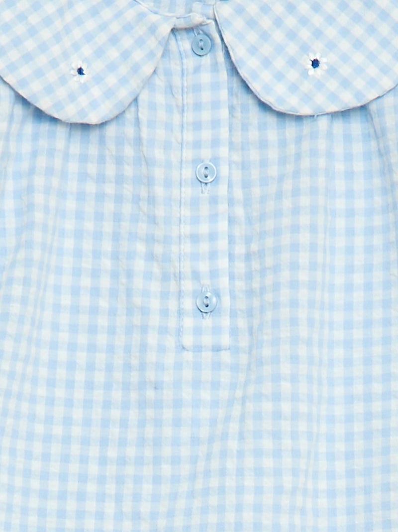 Conjunto de 3 peças: túnica + calções + fita de cabelo em vichy Azul céu - Kiabi
