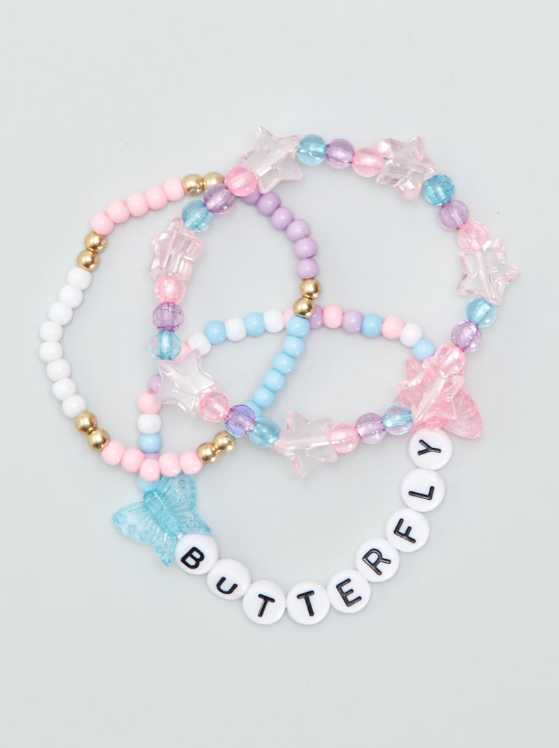Conjunto de 3 pulseiras borboleta ROSA - Kiabi