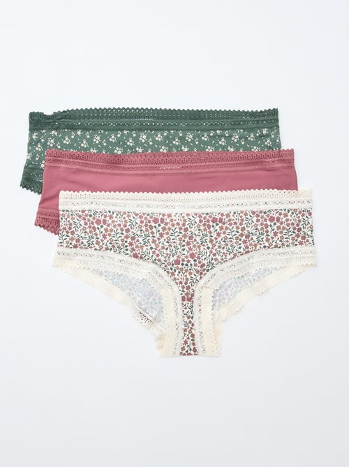 Conjunto de 3 shorties em microfibra estampada - Kiabi