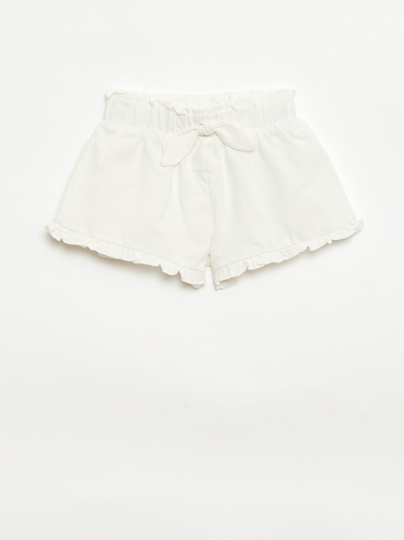 Conjunto de 3 shorts lisos com folhos Bege - Kiabi
