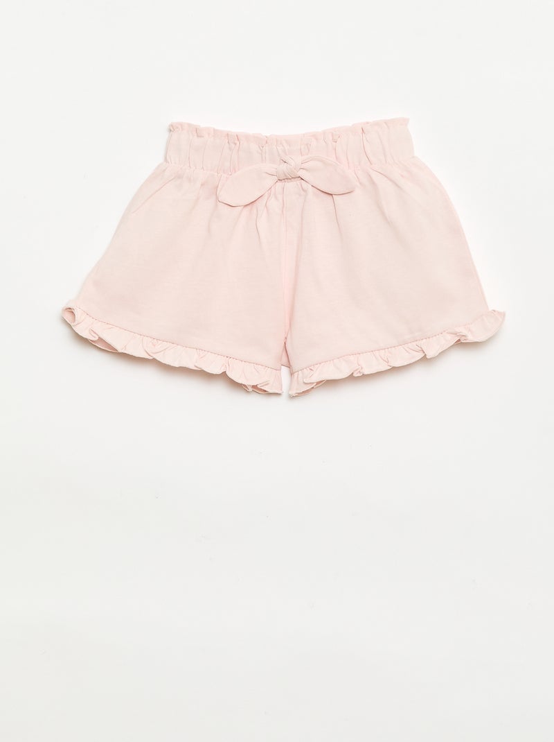 Conjunto de 3 shorts lisos com folhos Bege - Kiabi