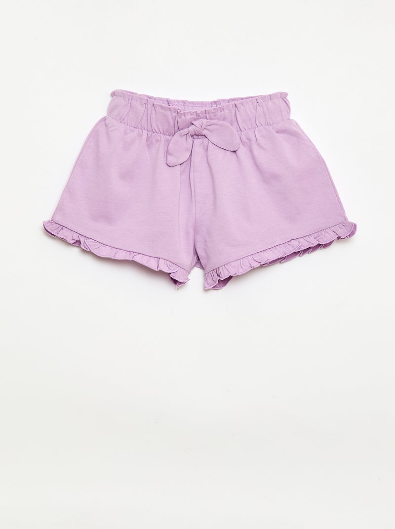Conjunto de 3 shorts lisos com folhos Violeta - Kiabi