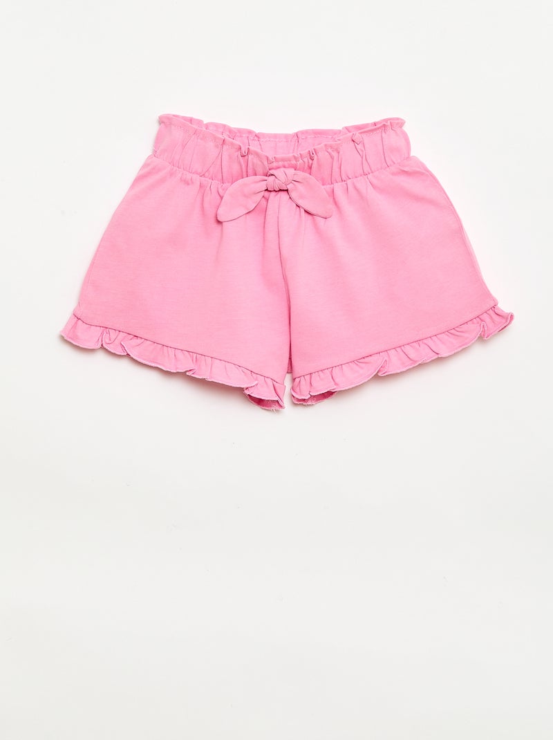 Conjunto de 3 shorts lisos com folhos Violeta - Kiabi