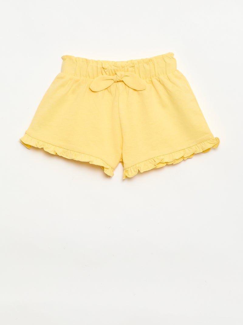 Conjunto de 3 shorts lisos com folhos Violeta - Kiabi