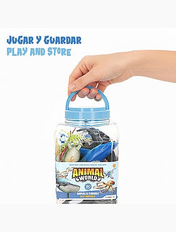 Conjunto de 30 peças de animais marinhos com tapete e acessórios. Animal world