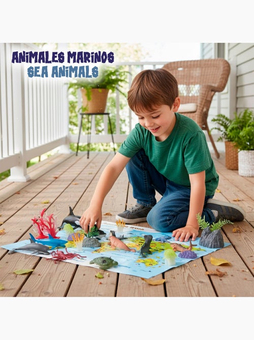 Conjunto de 30 peças de animais marinhos com tapete e acessórios. Animal world - Kiabi Conjunto de 30 peças de animais marinhos com tapete e acessórios. Animal world - Kiabi