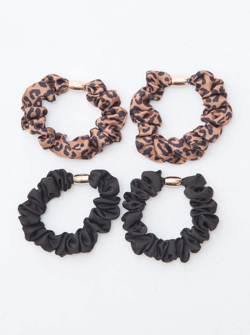 Conjunto de 4 elásticos acetinados Castanho - Kiabi