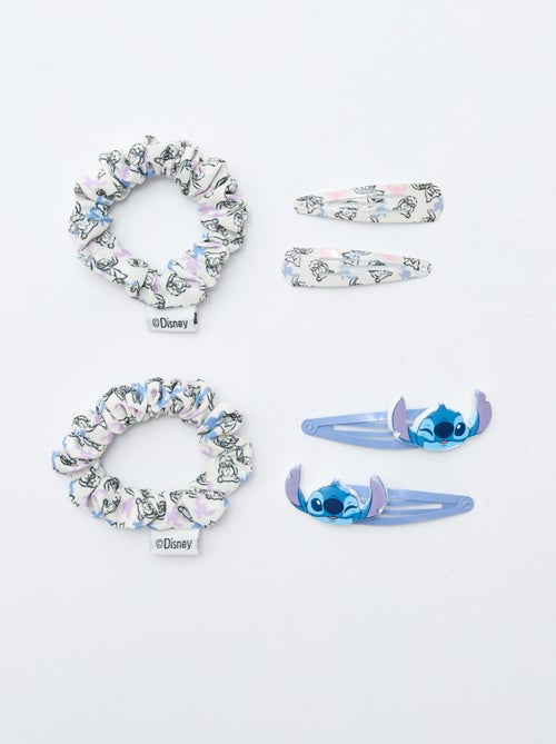 Conjunto de 4 ganchos + 2 elásticos 'Stitch' - Kiabi