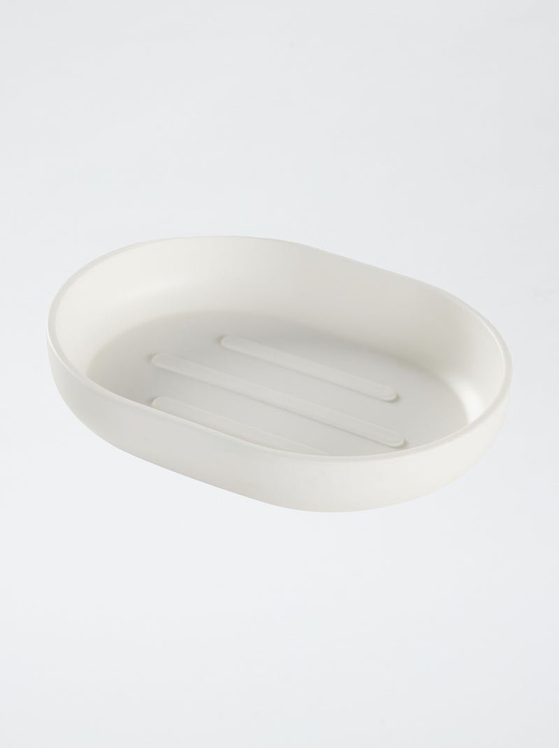 Conjunto de 4 peças: base para sabonete + distribuidor de sabão + copo para escova de dentes + escova de limpeza Branco - Kiabi