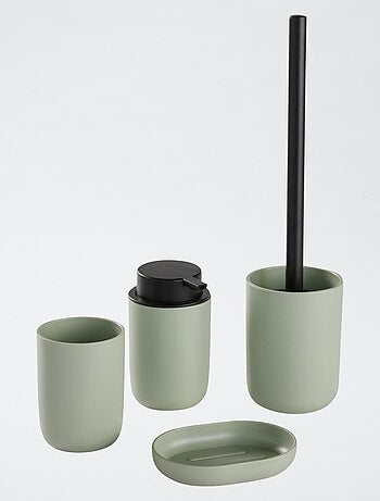 Conjunto de 4 peças: base para sabonete + distribuidor de sabão + copo para escova de dentes + escova de limpeza