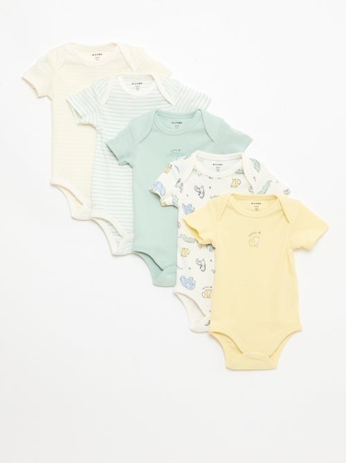 Conjunto de 5 bodies de manga curta em algodão - Kiabi