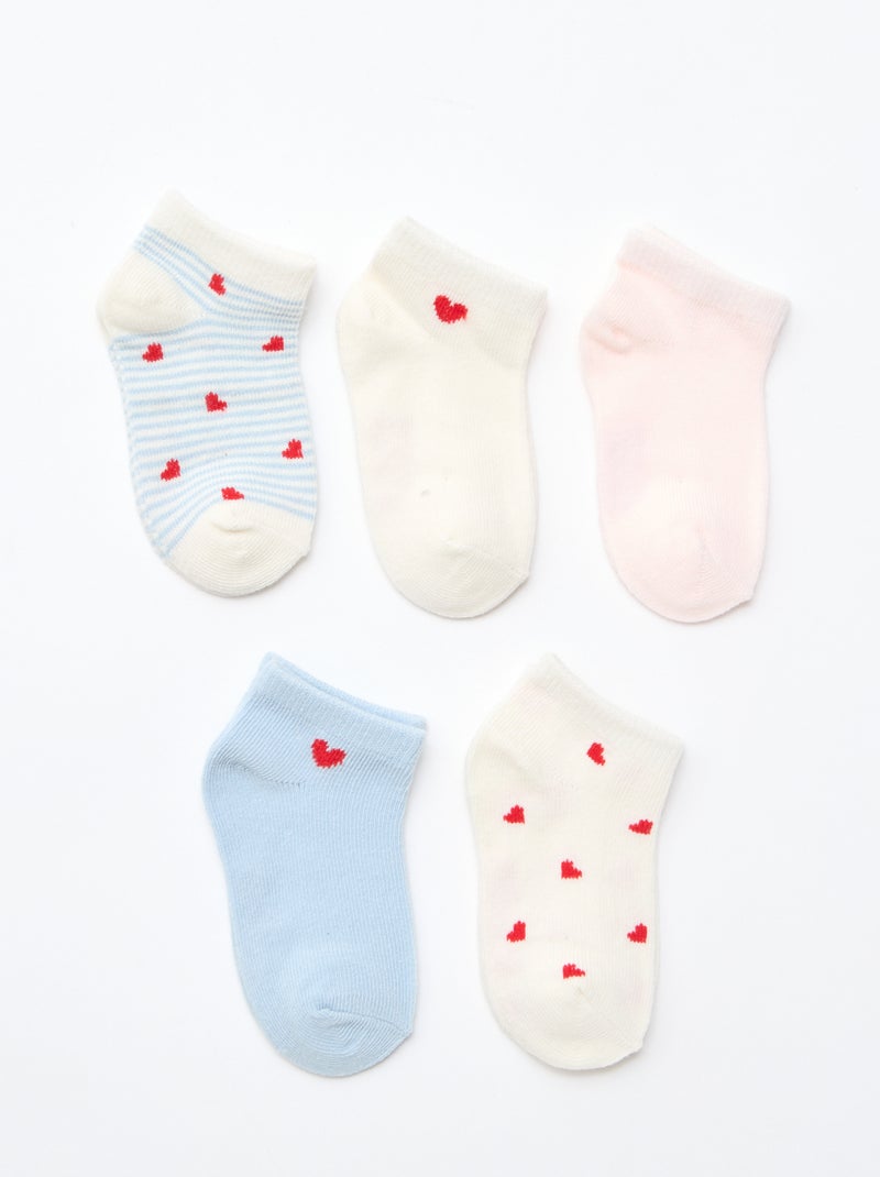 Conjunto de 5 pares de meias invisíveis Azul - Kiabi