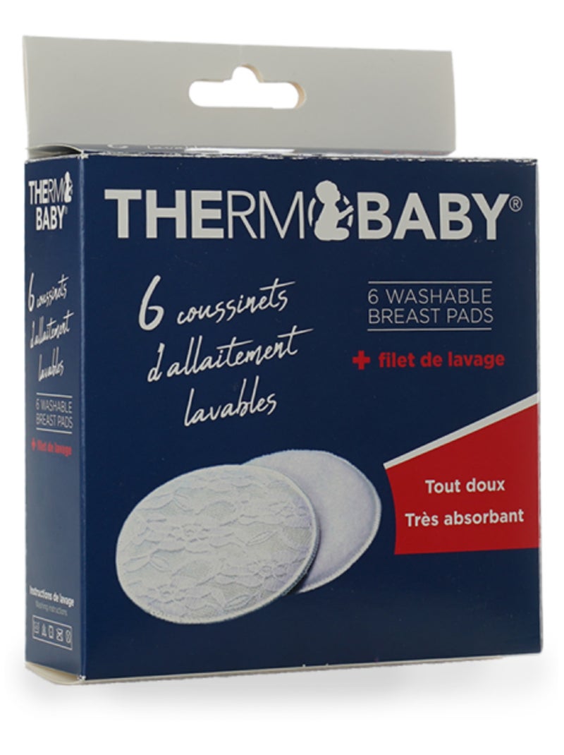 Conjunto de 6 pensos reutilizáveis de amamentação thermobaby Branco - Kiabi