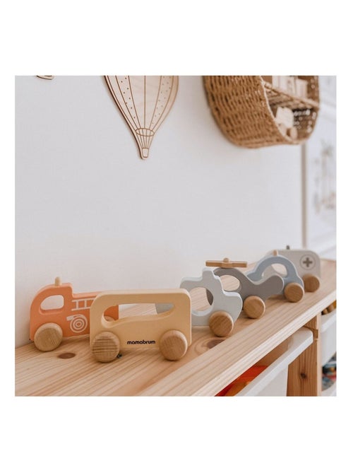 Conjunto de 6 veículos de madeira para bebés – primeiros brinquedos educativos a partir dos 12 meses - Kiabi