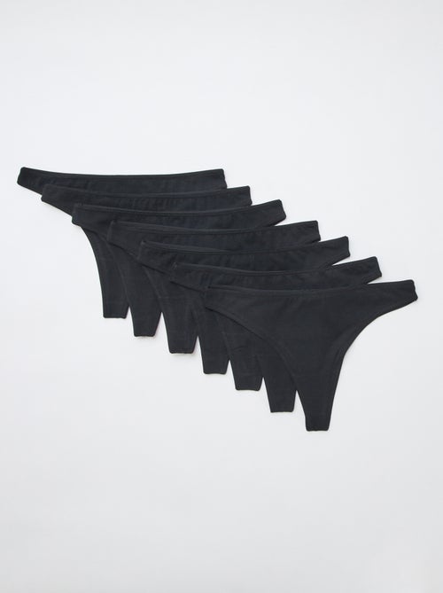 Conjunto de 7 tangas pretas - Kiabi