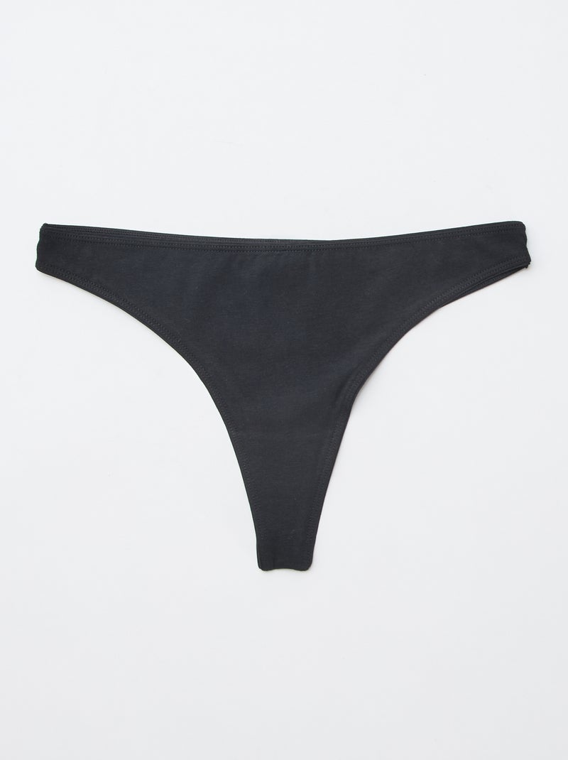 Conjunto de 7 tangas pretas Preto - Kiabi